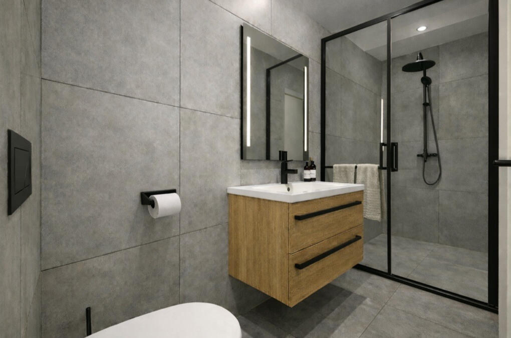 Návrh kuchyně s doplňky v černé Vizualize Koupelny, Návrh Před a Po, Rychlý návrh za pár korun